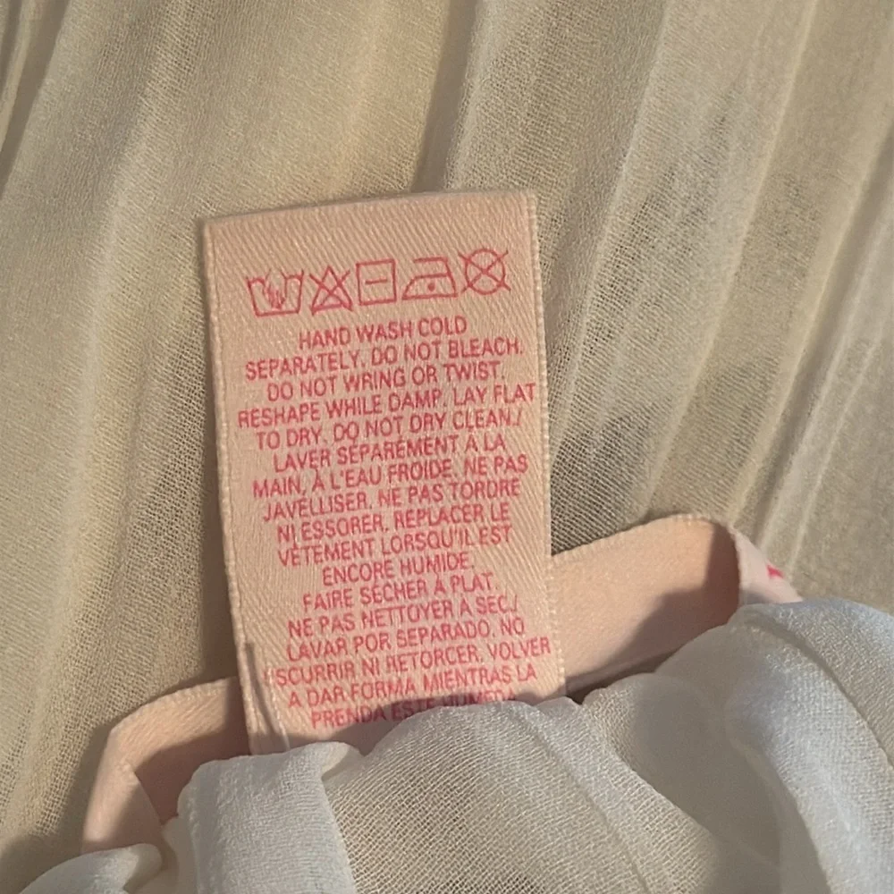 Victoria’s Secret ivory pleated lace sheer baby doll‎ satin bow sz M intimates